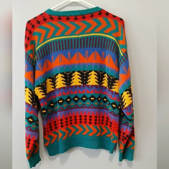 Vintage Laureen E Ong Button Down Sweater Womens Medium Cottagecore Tribal Cozy - Picture 4 of 7